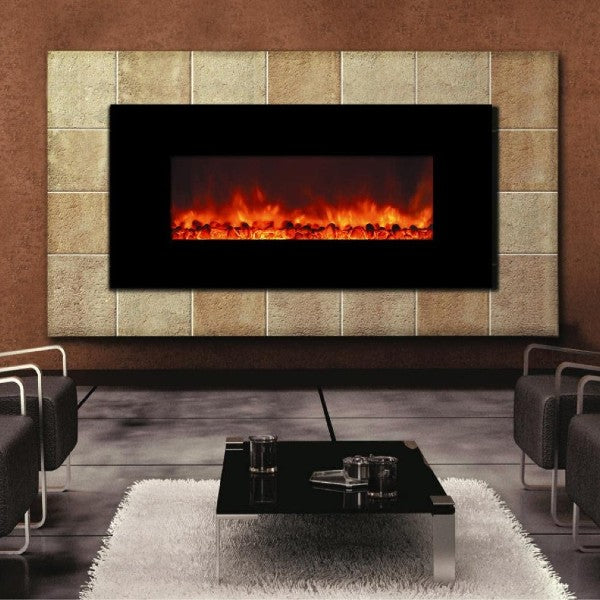 AA Warehousing 45" Black Wall Mounted Electric Fireplace