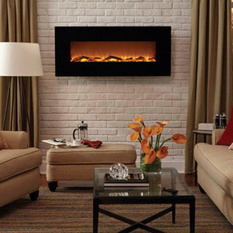 Touchstone Onyx 80001 50" Black Wall Mounted Electric Fireplace-Modern Ethanol Fireplaces