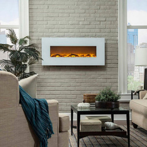 Image of Touchstone Ivory 80002 50" White Wall Mounted Electric Fireplace-Modern Ethanol Fireplaces