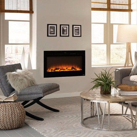 Image of Touchstone Sideline 36 80014 36" Black Recessed Electric Fireplace-Modern Ethanol Fireplaces