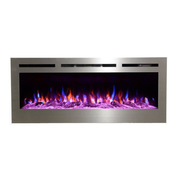 Touchstone Sideline 50 Stainless Steel 86273 50" Black Recessed Electric Fireplace-Modern Ethanol Fireplaces