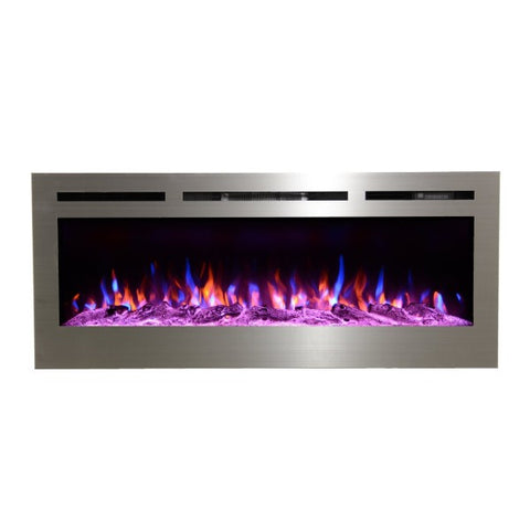 Image of Touchstone Sideline 50 Stainless Steel 86273 50" Black Recessed Electric Fireplace-Modern Ethanol Fireplaces