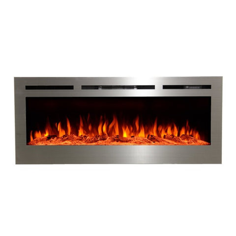 Image of Touchstone Sideline 50 Stainless Steel 86273 50" Black Recessed Electric Fireplace-Modern Ethanol Fireplaces