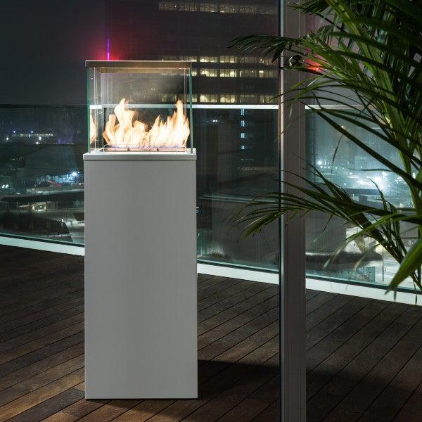 Bio-Blaze Column Large BB-CW 50" White Ventless Freestanding Ethanol Fireplace-Modern Ethanol Fireplaces