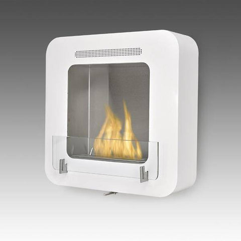 Image of Eco-Feu Cosy 20" Gloss White Wall Mounted Ethanol Fireplace WS-00171-Modern Ethanol Fireplaces