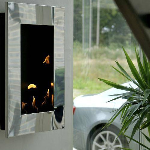 Image of Decoflame New York Tower Wall Fireplace (Stainless Steel)-Modern Ethanol Fireplaces