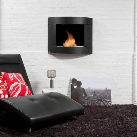 Image of Bio-Blaze Diamond II Black Ventless Wall Fireplace (BB-DB2)-Modern Ethanol Fireplaces