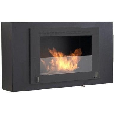Eco-Feu Brooklyn 33" Black Wall Mounted Ethanol Fireplace w/ Black Molding WU-00172-Modern Ethanol Fireplaces