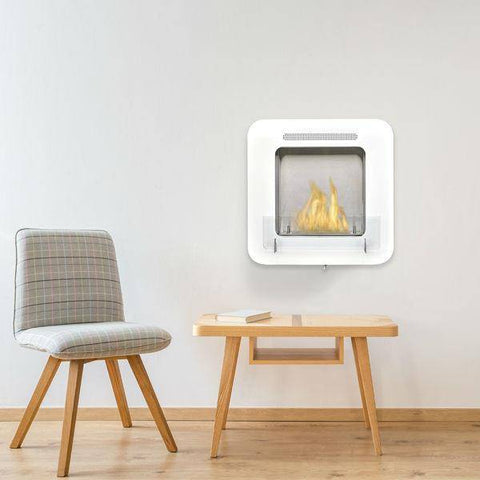 Image of Eco-Feu Cosy 20" Gloss White Wall Mounted Ethanol Fireplace WS-00171-Modern Ethanol Fireplaces