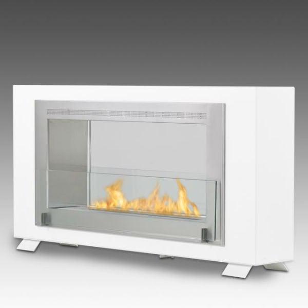 Eco-Feu Montreal 41" Gloss White 2-Sided Ventless Ethanol Fireplace WS-00139-Modern Ethanol Fireplaces