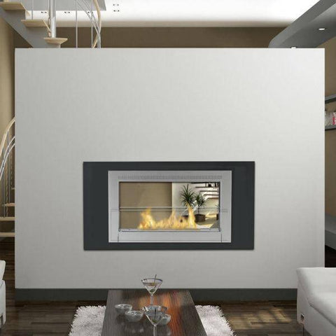 Image of Eco-Feu Montreal 41" Matte Black 2-Sided Ventless Ethanol Fireplace WS-00131-Modern Ethanol Fireplaces