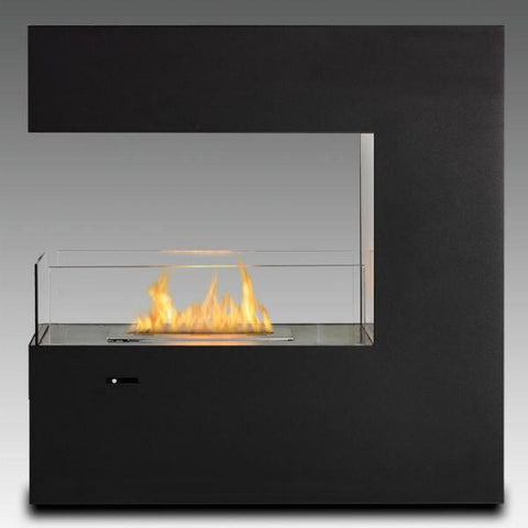 Eco-Feu Paramount 35" Black Freestanding Ethanol Fireplace w/ Spout FS-00083-Modern Ethanol Fireplaces