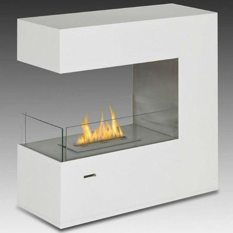 Image of Eco-Feu Paramount 35" White Freestanding Ethanol Fireplace w/ Spout FS-00082-Modern Ethanol Fireplaces