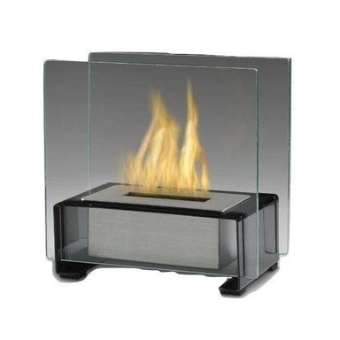 Eco-Feu Paris 7" Black Tabletop Ethanol Fireplace with Fuel TT-00134-Modern Ethanol Fireplaces