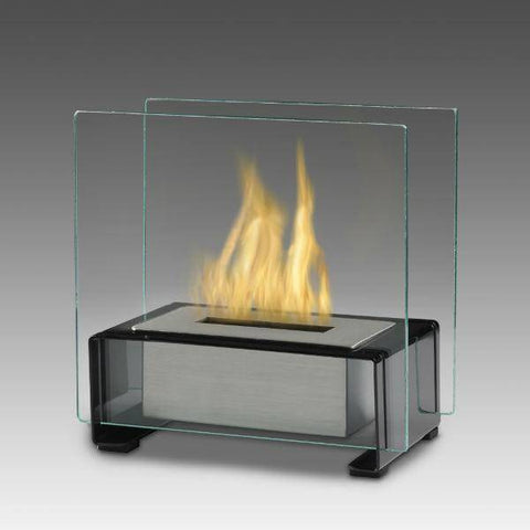 Image of Eco-Feu Paris 7" Black Tabletop Ethanol Fireplace with Fuel TT-00134-Modern Ethanol Fireplaces