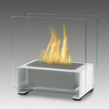 Bioethanol table fireplace In glass and steel TIZIANO 00114