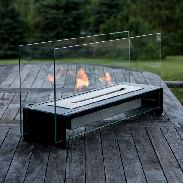 Eco-Feu Rio 23" Black Tabletop Ethanol Fireplace with Fuel TT-00176-Modern Ethanol Fireplaces