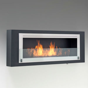 Eco-Feu Santa Cruz 63" Black Wall Ethanol Fireplace w/ Spout WU-00087-Modern Ethanol Fireplaces