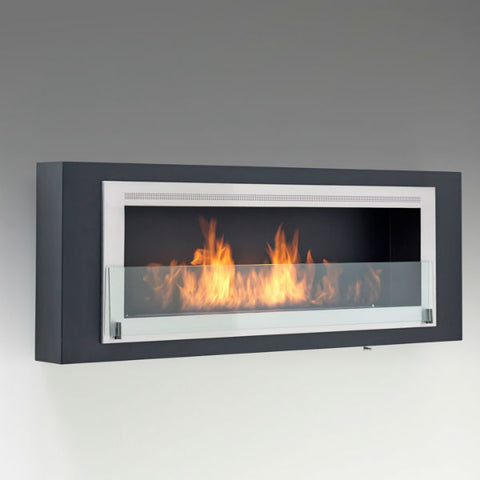 Image of Eco-Feu Santa Cruz 63" Black Wall Ethanol Fireplace w/ Spout WU-00087-Modern Ethanol Fireplaces