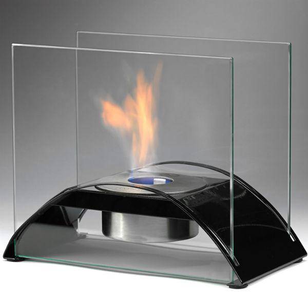 Eco-Feu Sunset 10" Gloss Black Tabletop Ethanol Fireplace with Fuel TT-00113-Modern Ethanol Fireplaces