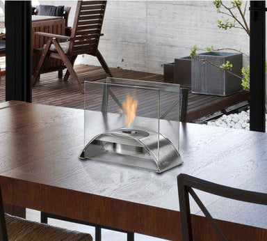 Eco-Feu Sunset 10" Stainless Steel Tabletop Ethanol Fireplace with Fuel TT-00114-Modern Ethanol Fireplaces