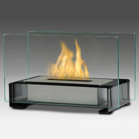 Image of Eco-Feu Toulouse 15" Gloss Black Tabletop Ethanol Fireplace with Fuel TT-00140-Modern Ethanol Fireplaces