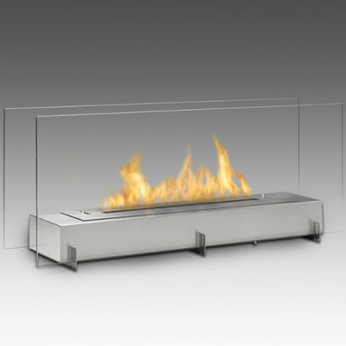 Eco-Feu Vision II 38" Stainless Freestanding Ethanol Fireplace w/ Spout WS-00095-Modern Ethanol Fireplaces