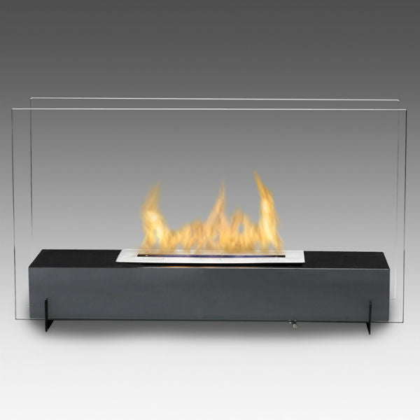 Eco-Feu Vision I 28" Black Freestanding Ethanol Fireplace w/ Spout WS-00094-Modern Ethanol Fireplaces