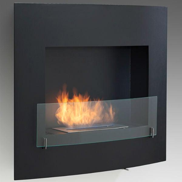 Eco-Feu Wynn 35" Black Wall Mounted Ethanol Fireplace w/ Spout WU-00071-Modern Ethanol Fireplaces