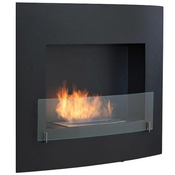 Eco-Feu Wynn 35" Black Wall Mounted Ethanol Fireplace w/ Spout WU-00071-Modern Ethanol Fireplaces