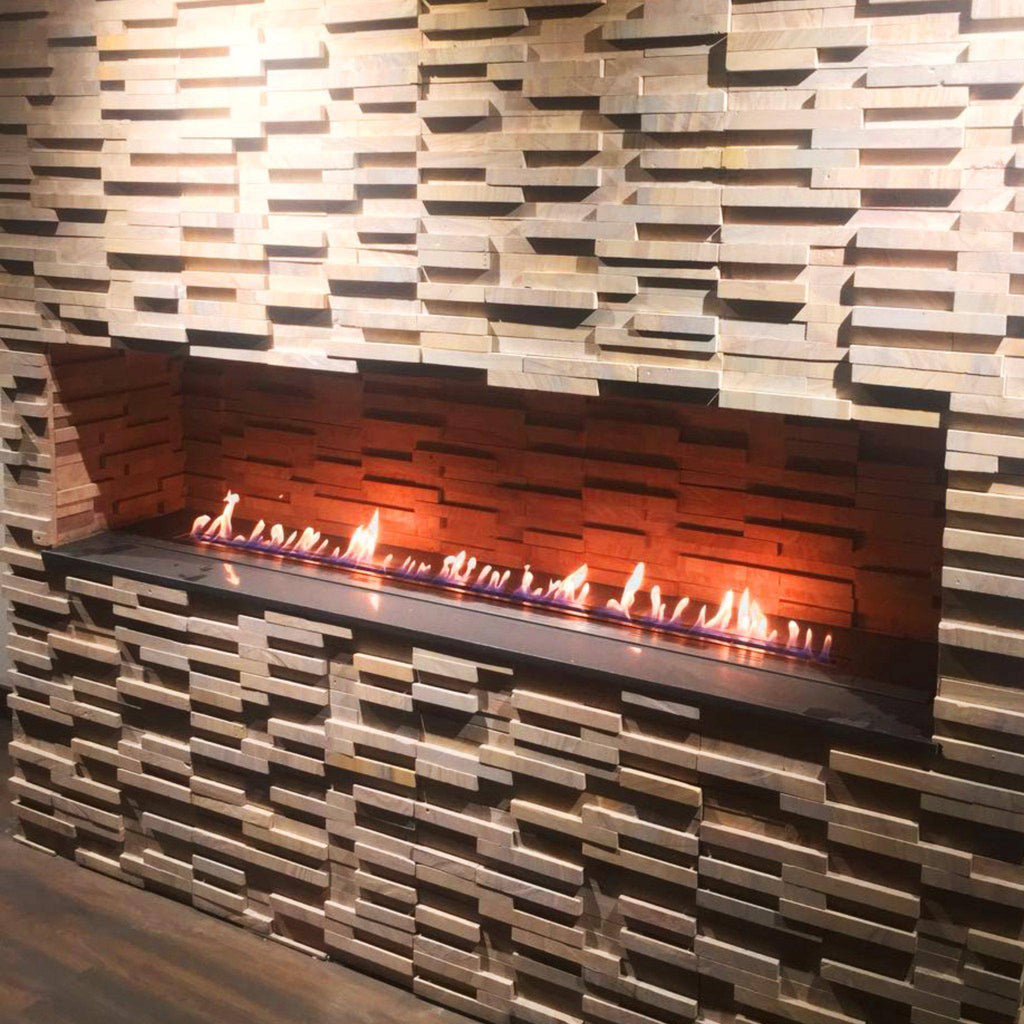 Glammfire Fire Line EVOPlus Automatic Ethanol Fireplace Insert With Remote Control 30" - 108"-Modern Ethanol Fireplaces