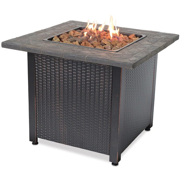Endless Summer 30" LP Gas Outdoor Fire Pit Table with 30-in Resin Tile Mantel-Modern Ethanol Fireplaces