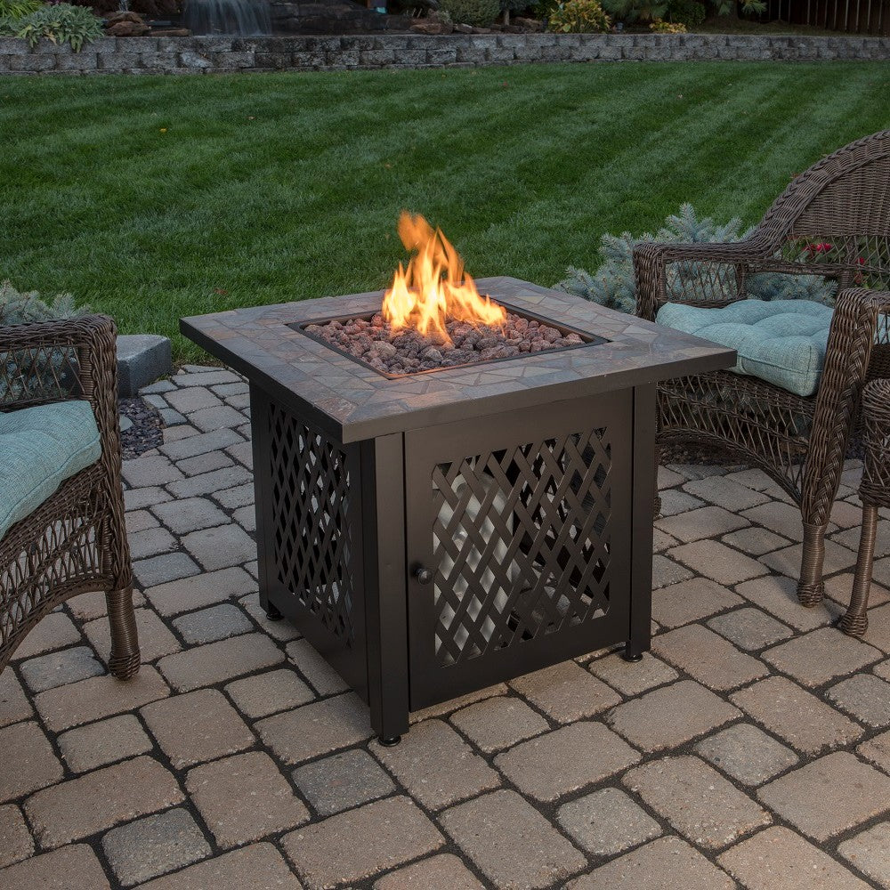Endless Summer 30" LP Gas Outdoor Fire Pit with Slate Tile Mantel-Modern Ethanol Fireplaces