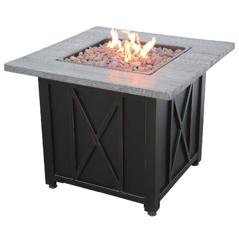 Image of Endless Summer 30" LP Gas Outdoor Fire Pit w/ Weathered Wood Grain Printed Mantel-Modern Ethanol Fireplaces