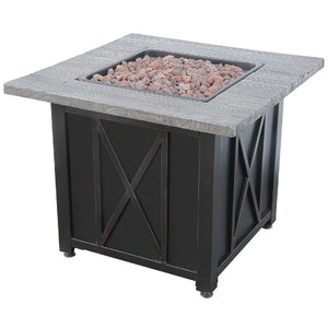 Endless Summer 30" LP Gas Outdoor Fire Pit w/ Weathered Wood Grain Printed Mantel-Modern Ethanol Fireplaces