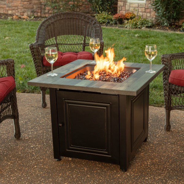 Endless Summer Burlington 30" LP Gas Outdoor Fire Pit with Printed Resin Mantel-Modern Ethanol Fireplaces