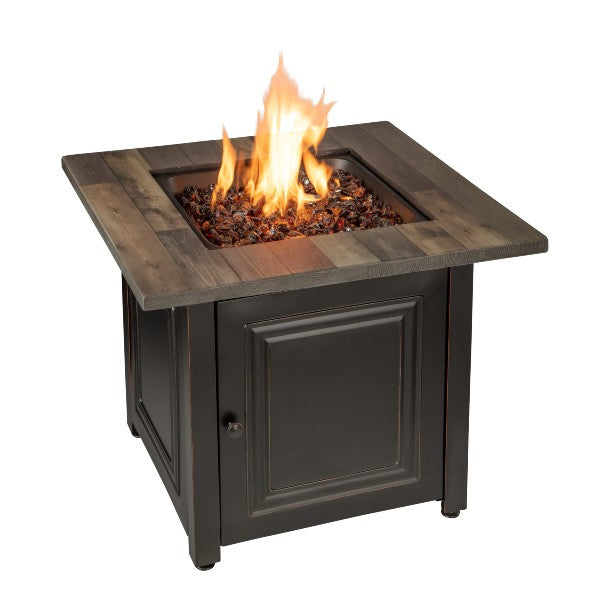 Endless Summer Burlington 30" LP Gas Outdoor Fire Pit with Printed Resin Mantel-Modern Ethanol Fireplaces