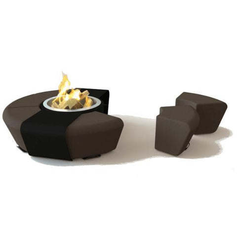 Image of GlammFire Circus Outdoor Fire Pit with Benches - 15 inches-Modern Ethanol Fireplaces