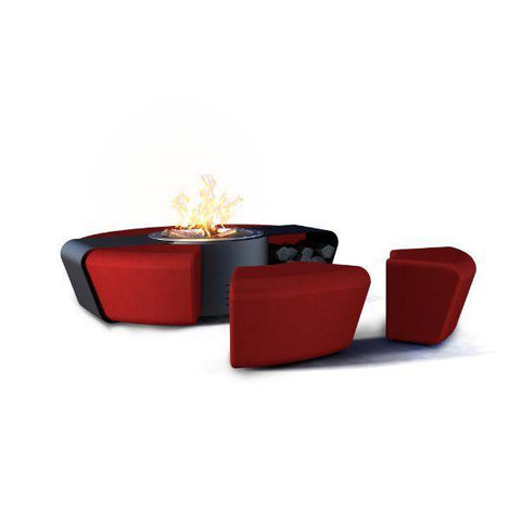 Image of GlammFire Circus Outdoor Fire Pit with Benches - 15 inches-Modern Ethanol Fireplaces