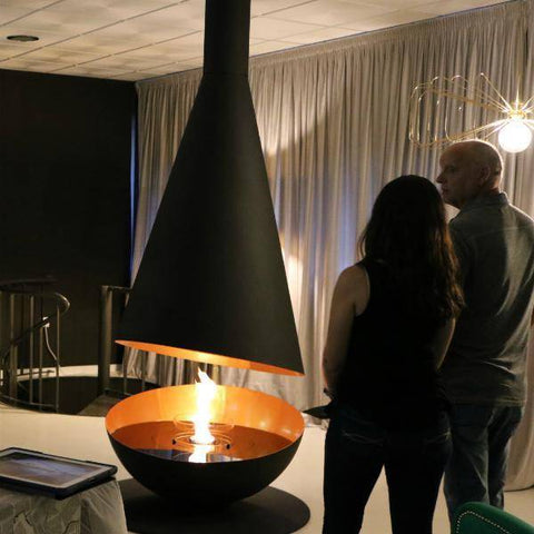 Image of GlammFire Thales Hanging Ethanol Fireplace - 98 inches-Modern Ethanol Fireplaces