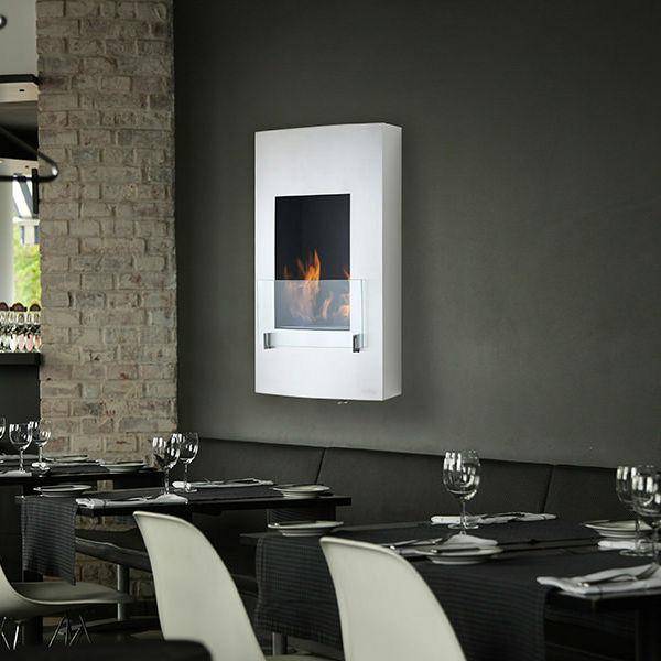 Eco-Feu Hollywood 18" Stainless Steel Wall Mounted Ethanol Fireplace WU-00070-Modern Ethanol Fireplaces