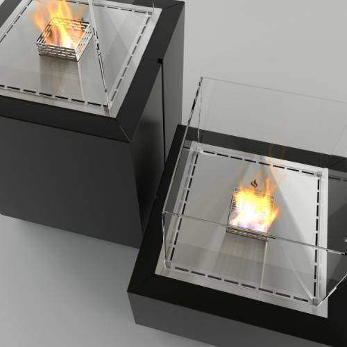 Decoflame Monaco Square Free-Standing Fireplace (Indoor / Outdoor)-Modern Ethanol Fireplaces
