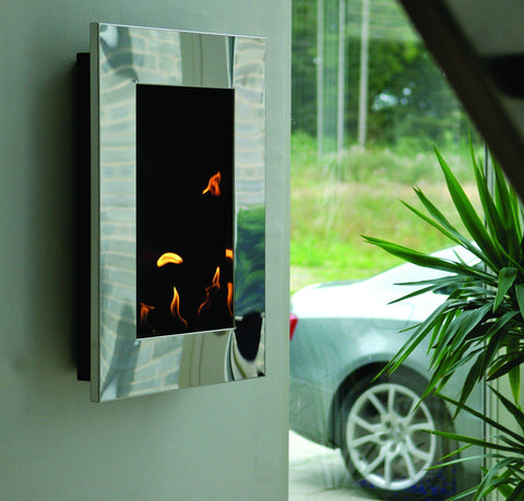 Image of Decoflame New York Tower Wall Fireplace (Mirror)-Modern Ethanol Fireplaces