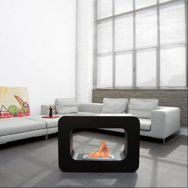 Bio-Blaze Orlando BB-OB 39" Black Ventless Freestanding Ethanol Fireplace-Modern Ethanol Fireplaces