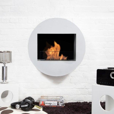 Image of Bio-Blaze Qwara BB-QWA-W 23" White Wall Mounted Ethanol Fireplace-Modern Ethanol Fireplaces