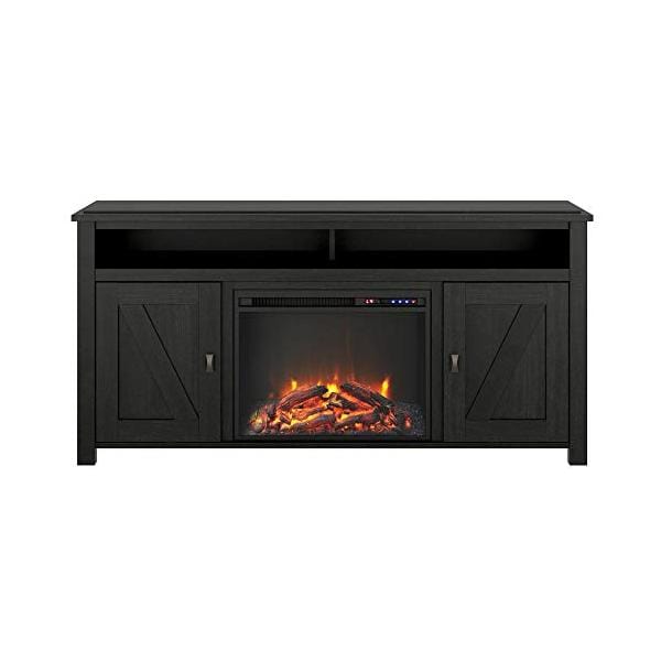 Ameriwood Home Electric Fireplaces Ameriwood Home Farmington 60" Black Oak Freestanding Electric Fireplace TV Console