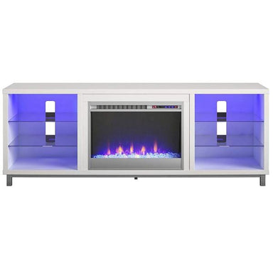 Ameriwood Home Electric Fireplaces Ameriwood Home Lumina Deluxe 70" White Freestanding Electric Fireplace TV Stand