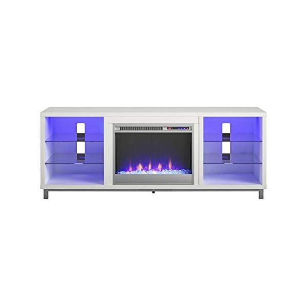 Ameriwood Home Electric Fireplaces Ameriwood Home Lumina Deluxe 70" White Freestanding Electric Fireplace TV Stand