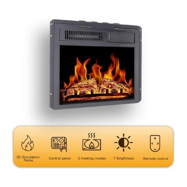 Antarctic Star Electric Fireplaces Antarctic Star 18" Black Electric Fireplace Insert with 7 Log Hearth Flame Settings