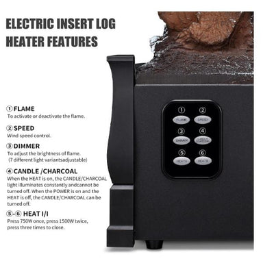 Antarctic Star Electric Fireplaces Antarctic Star 21" Black Electric Fireplace Insert Log Set Heater